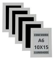 Porta Retrato 10x15 A6 Foto Moldura Com Vidro - Kit 5