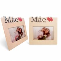Porta Retrato 10x15 Mãe Coração Decoração Madeira Horizontal