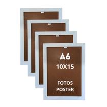 Porta Retrato 10x15 Moldura A6 Fotos Mesa Parede c/ Vidro Kit com 4 unidades Branca