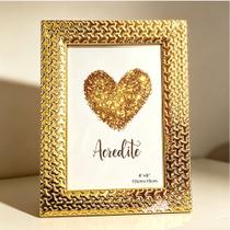 Porta Retrato 10x15 Moldura Dourado De Mesa Luxe Decoração