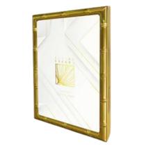 Porta Retrato 13x18cm Aço Escovado Dourado / Prata Moldura Desenho Bambu