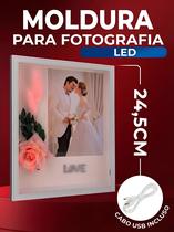 Porta Retrato 15x20 Iluminação LED Luminária USB Quadro Moldura Acrílico Design Shadow Box Decoração