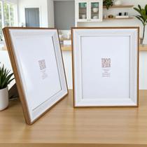 Porta Retrato 20x25cm Paspatur Ailyn Madeira Bege Com Branco Porta Retrato 20x25cm Paspatur Ailyn Madeira Bege Com Branco