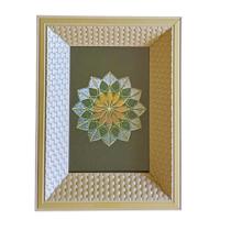 Porta Retrato 3D Para Foto 10x15cm Moldura Em Relevo Trançado Cor:Dourado e Branco
