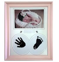 Porta Retrato Bebê Baby Com Carimbo Pezinho E Maozinha 10x15cm
