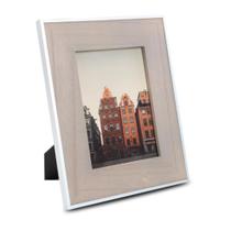 Porta Retrato Branco 13x18cm de Vidro e Madeira Decorativo Porta Retrato Branco 13x18cm de Vidro e Madeira Decorativo
