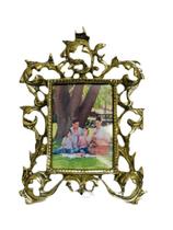 Porta Retrato Bronze Floral Decoração Presente Família 12x9
