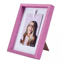 Porta retrato clip glitter -rosa