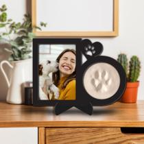 Porta Retrato com Molde da Patinha do Cachorro Registro Eterno Pet Memorial Lembrança Eterna Porta Retrato com Molde da Patinha do Cachorro Registro Eterno Pet Memorial Lembrança Eterna
