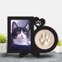 Porta Retrato com Molde da Patinha do Gato Registro Eterno Pet Memorial Lembrança Eterna