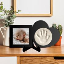 Porta Retrato com Molde do Pezinho do bebê - Lembrança Eterna - Presente Para Pais de Primeira Viagem - Up Art Personalizados