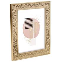 Porta retrato com moldura texturizada em padrão hexagonal dourado Mart 10x15