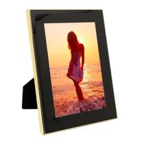 Porta-Retrato De Aço Inox Com Vidro Preto 13x18Cm - WOLFF