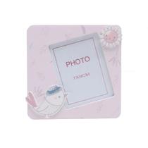 Porta-Retrato de Madeira Pássaro Rosa 7x9cm Rojemac