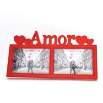 Porta retrato de mesa Duplo Amor Vermelho para 2 fotos 15x10