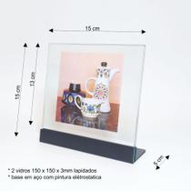Porta Retrato De Mesa Metal Preto Vidro Transparente incolor - ReDecore Objetos