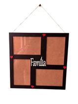 Porta-Retrato de Parede Família” com 4 Fotos 10x15 cm Para Pendurar com Corda de Sisal Porta-Retrato de Parede Família” com 4 Fotos 10x15 cm Para Pendurar com Corda de Sisal