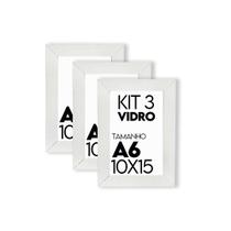 Porta retrato de Vidro 10x15cm Kit com 3 Unidades