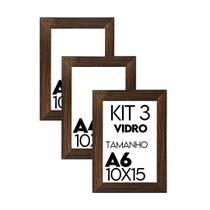 Porta retrato de Vidro 10x15cm Kit com 3 Unidades
