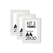 Porta retrato de Vidro 21x30cm Kit com 3 Unidades