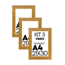 Porta retrato de Vidro 21x30cm Kit com 3 Unidades