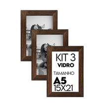 Porta retrato de Vidro Kit com 3 Molduras Para Foto 15x21cm para uso na Vertical e Horizontal
