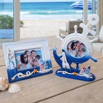 Porta Retrato Decoração Casa Praia Náutico Marítimo Kit 2pçs Porta Retrato Decoração Casa Praia Náutico Marítimo Kit 2pçs