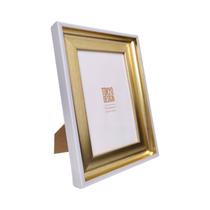 Porta Retrato Dourado Branco Moldura de Foto MDF 10x15cm