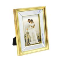 Porta Retrato Dourado Moldura Espelhado 10x15cm