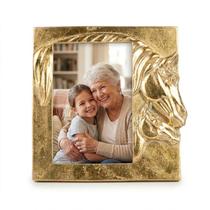 Porta Retrato Dourado Poliresina Cavalo e Potro Decorativo Porta Retrato Dourado Poliresina Cavalo e Potro Decorativo