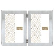 Porta Retrato Duplo Prata 10X15cm - Adely Decor