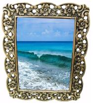 Porta Retrato Em Bronze 23 X 17 Vintage Mãe Decoração Flores