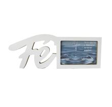 Porta retrato em madeira com a frase fé 10x15cm