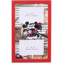Porta Retrato Espelho Moldura Vermelha Para 2 Fotos 10X15cm Mickey e Minnie - Disney