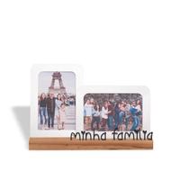 Porta Retrato Família duplo fotos fotografias Horizontal Vertical 10x15cm branco - Geguton