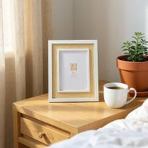 Porta Retrato Furnas 10x15 Moldura Foto Palha Quadro Branco