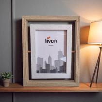 Porta Retrato Giratório LIVON MDF Premium Dupla Face com Vidro 2 Fotos 10x15cm Decoração