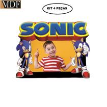 Porta Retrato Infantil 3d Sonic Fotos 10x15 Kit 4 Un. Aniversário Mdf Adesivado Porta Retrato Infantil 3d Sonic Fotos 10x15 Kit 4 Un. Aniversário Mdf Adesivado