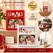 Porta Retrato LOVE Personalizado Love Com Moldura Elegante Decoração Presente Romântico Namorados
