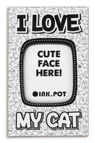 Porta-Retrato Magnético "I Love My Cat" para Geladeira, Mini Moldura 9x5,5 cm - Inkdotpot