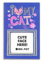 Porta-Retrato Magnético "I Love My Cat" para Geladeira, Mini Moldura 9x5,5 cm - Inkdotpot