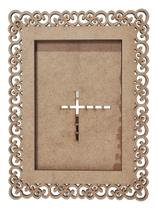 Porta Retrato MDF Cru Foto 10x15 Design Arabesco Pérola