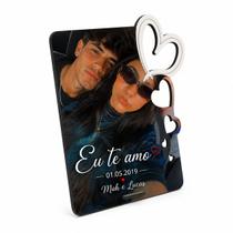 Porta Retrato Mdf Personalizado Com Foto E Corações 18,5x17cm
