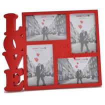 Porta Retrato Mesa Love Vermelho para 4 fotos