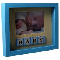 Porta Retrato Moldura com Vidro Baby MDF Azul Foto 10x15