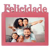 Porta Retrato Moldura Plastico Felicidade Família Fotos 10x15cm