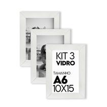 Porta retrato Molduras para Fotos com Vidro 10x15cm Kit com 3 Unidades