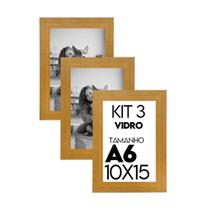 Porta retrato Molduras para Fotos com Vidro 10x15cm Kit com 3 Unidades