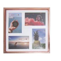 Porta Retrato Mural Com Moldura De Plastico Metalizado Rose Gold Para 4 Fotos 10X15 13Mm - Master