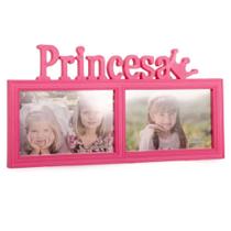 Porta Retrato Mural Duplo Princesa Rosa 10x15cm Porta Retrato Mural Duplo Princesa Rosa 10x15cm